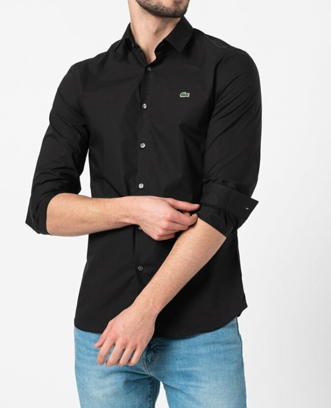 Lacoste Crocodile Oxford Cotton Shirt - Black