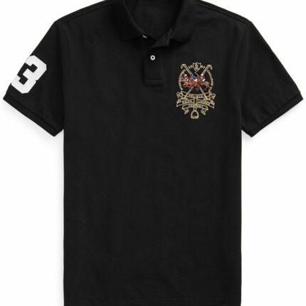 Polo Ralph Lauren CUSTOM SLIM FIT TRIPLE PONY SPORTSMAN POLO SHIRT-BLACK