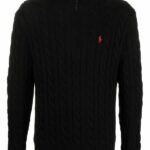 Polo Ralph Lauren CABLE-KNIT COTTON QUARTER-ZIP SWEATER – Jumper – BLACK