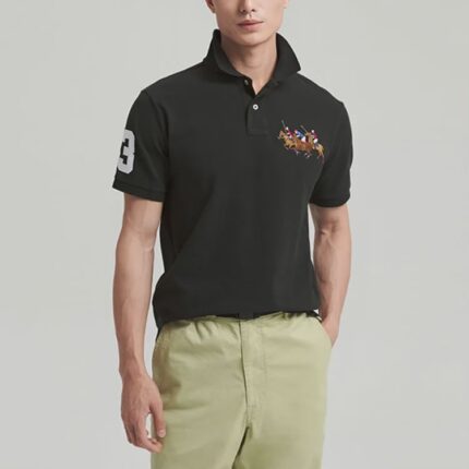 Polo Ralph Lauren CUSTOM SLIM FIT TRIPLE PONY POLO SHIRT - Polo shirt - BLACK