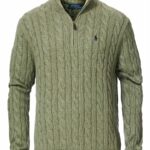 Polo Ralph Lauren CABLE-KNIT COTTON QUARTER-ZIP SWEATER – Jumper – OLIVE