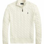 Polo Ralph Lauren CABLE-KNIT COTTON QUARTER-ZIP SWEATER – Jumper – WHITE