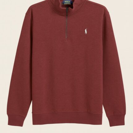 Polo Ralph Lauren DOUBLE KNIT QUARTER ZIP PULLOVER - Sweatshirt -MARRON