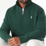 Polo Ralph Lauren DOUBLE KNIT QUARTER ZIP PULLOVER - Sweatshirt -GREEN
