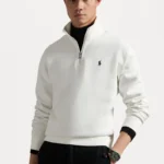 Polo Ralph Lauren DOUBLE KNIT QUARTER ZIP PULLOVER - Sweatshirt - white