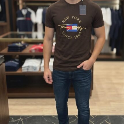 Tommy Hilfiger CORE LOGO TEE – Print T-shirt – Brown